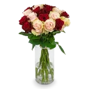 Bouquet of pink and red roses